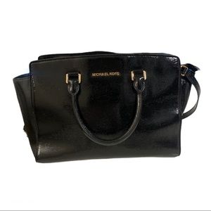 Black embossed Michael kors purse